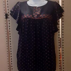 Loft smocked top size extra small Black machine wash lovely